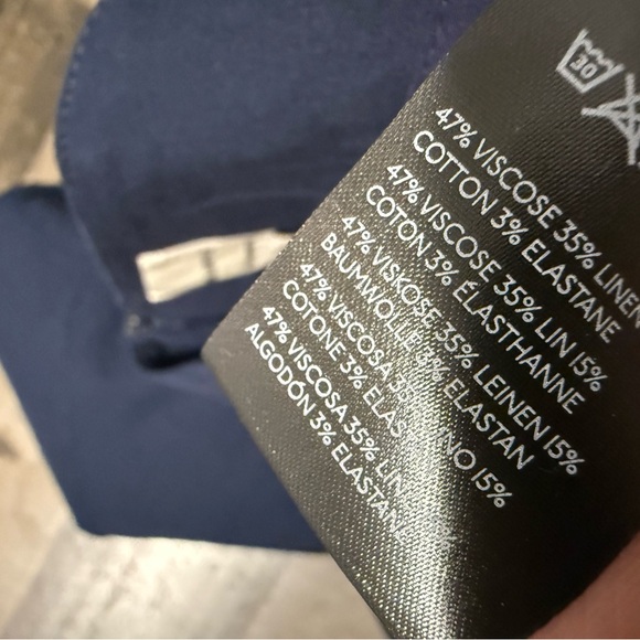 Maeve Anthropologie Navy Wide Leg Ruffle Hem Pants Size 27 NWT - Picture 10 of 13